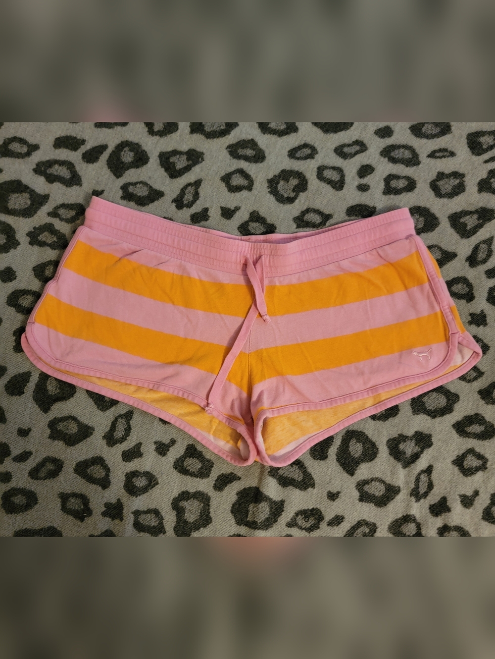 06' Victoria's Secret PINK Orange & Pink Striped Mini Shorts